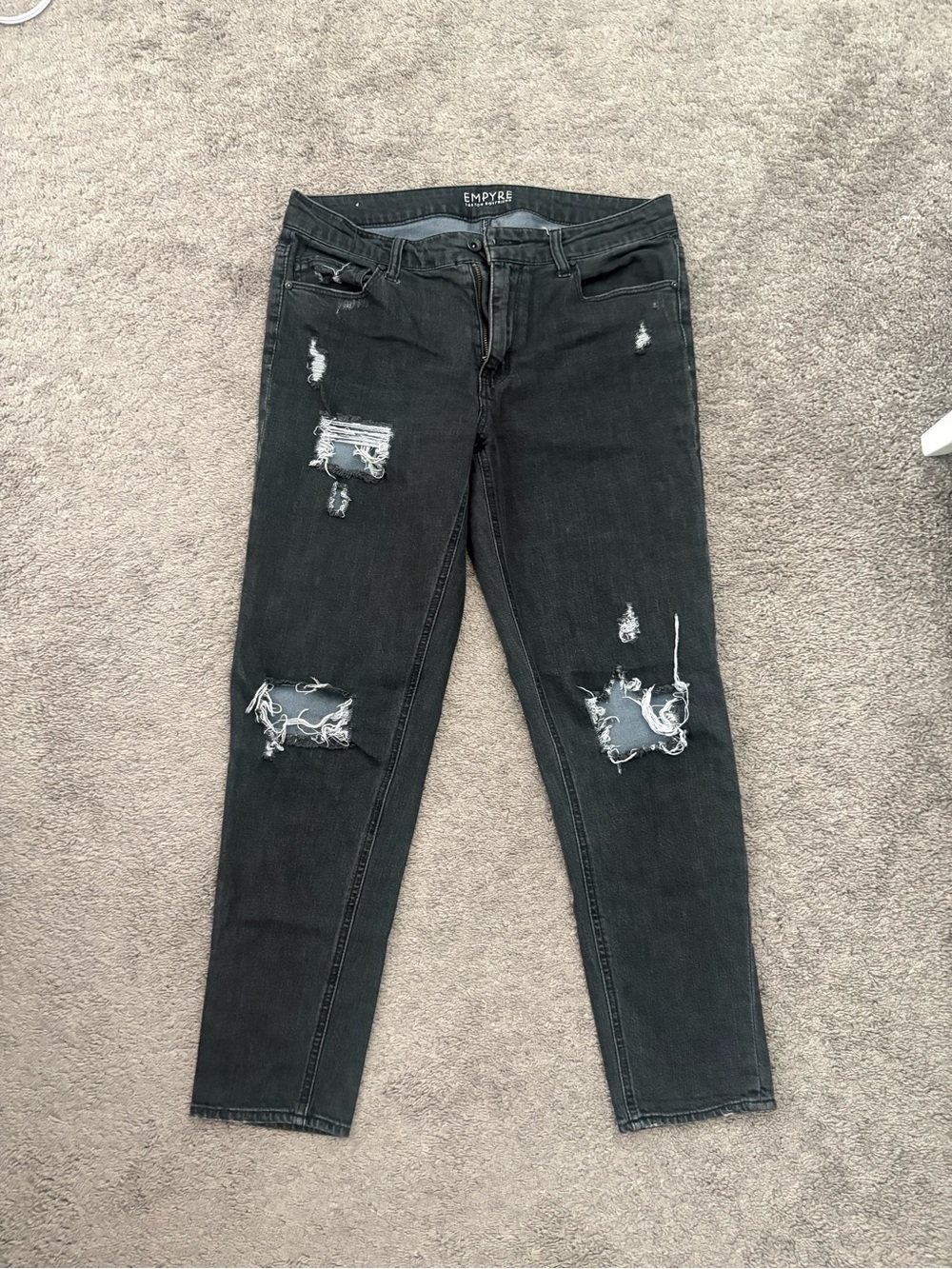 Empyre Women's Distressed Black Boyfriend Jeans